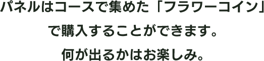 パネルはコースで集めた「フラワーコイン」で購入することができます。何が出るかはお楽しみ。