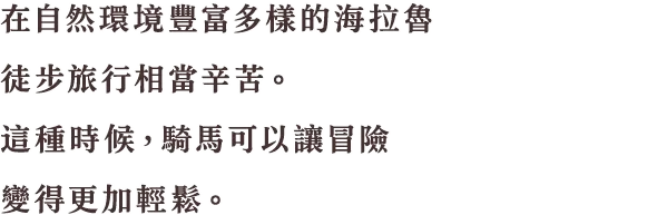 さまざまな土地が広がるハイラルを歩いて移動するのはかなり大変。そんなときは、馬に乗ることで冒険がスムーズに進められます。